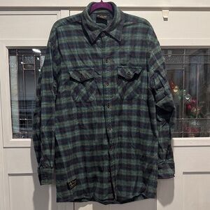 Men's Green and Blue Plaid Button Down Shirt